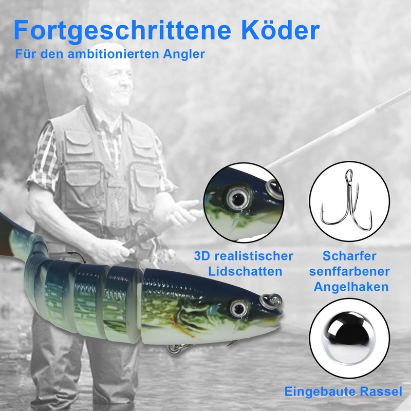 5 Stück Hecht Köder,Wobbler Hecht, Angelköder Lebensechter Kunstköder für Zander,