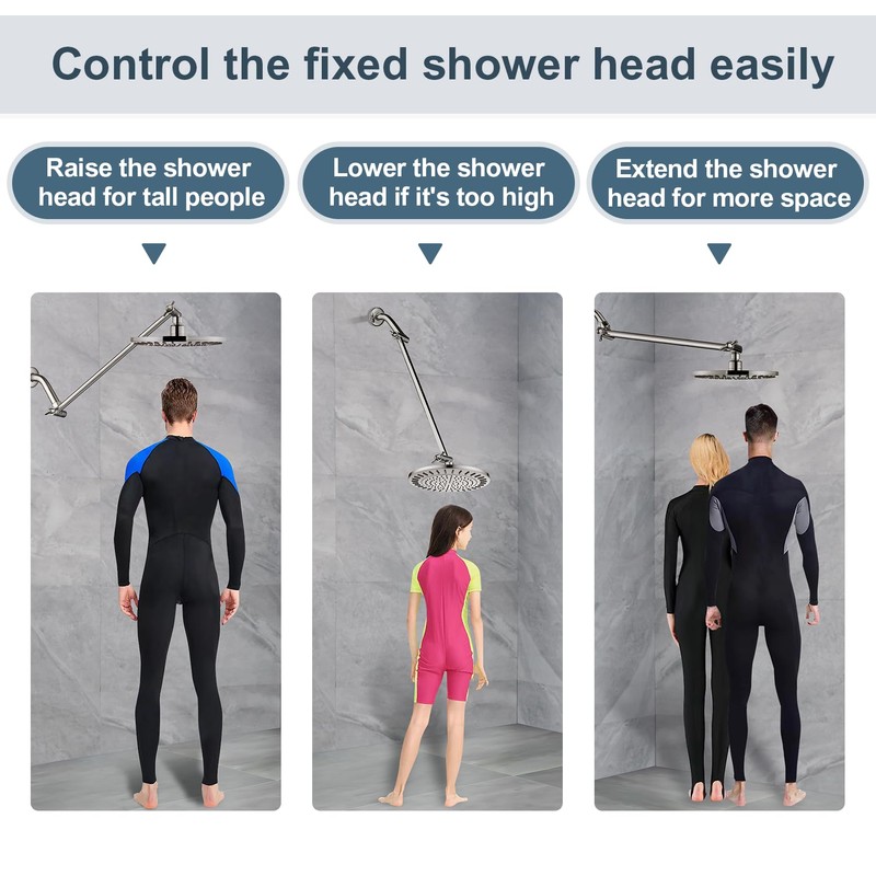 BRIGHT SHOWERS 15 Inch Extra Long Shower Head Extension Arm,