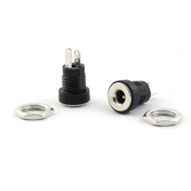 RLECS 12pcs 2 Pin DC Power Female Jack Socket Panel Mount with Hex Nut,DC Electrical Plug Connector 3.5 x 1.3mm