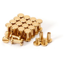Zhooooonglf Brass Chicago Screws 8×4×9mm 20Pack Rivets Bookbinding Stud Screws Nail Rivet Flat Head Screwing Fasteners Screw Posts Chicago Screw DIY Purse Collar Belt Shoes Case Jean Leather