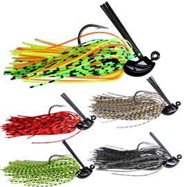THKFISH® Bass Fishing Jigs, 10g ( 3/8oz) Mix Color Metal Lead Rubber Swim Fishing Jigs Lures 5 pcs Pack