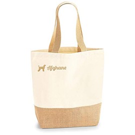 Afghane Jute Bag Shopper Shopping Bag Dog Motif Embroidery