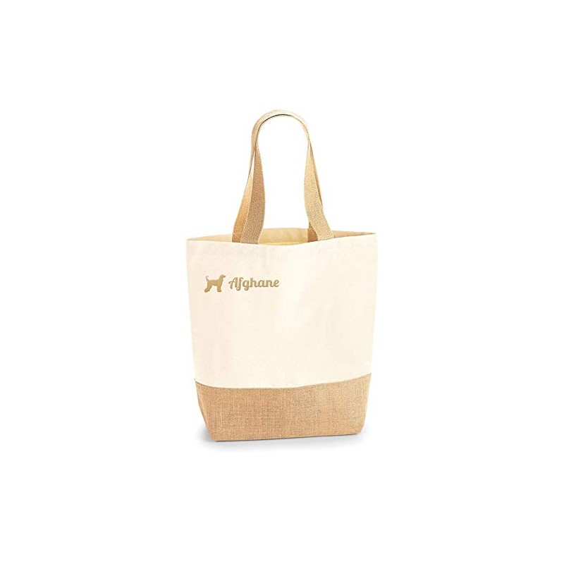 Afghane Jute Bag Shopper Shopping Bag Dog Motif Embroidery
