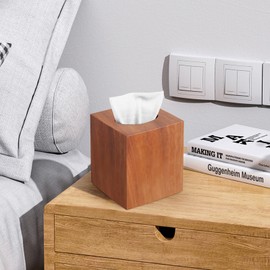 Tissue Box Holder, Tissue Box Cover Square Facial Tissue Holder Storage for Bathroom Vanity, Countertops, Dressers, Night Stand and Offices,Modern Farmhouse Decor, Wood Grain