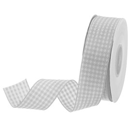 DMiotech 1 Inch 25 Yards Gingham Ribbon, Checkered Ribbon Plaid Ribbon for Gift Wrapping Decoration Art Craft DIY, Gray