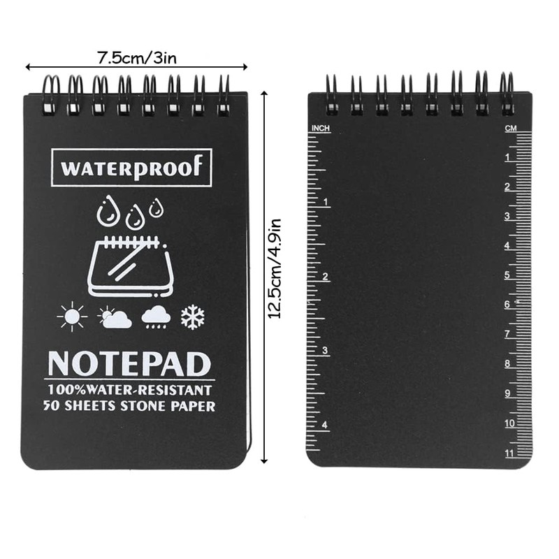 Dekori Notepad Mini Notebook, 4 pcs, Waterproof Ring Notebook, Stone