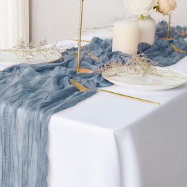 2 Pack Dusty Blue Cheesecloth Table Runners, 10Ft Gauze Table Runner Romantic Wedding Cheese Cloths Decor for Bridal Baby Shower Birthday Party Mermaid Dinner Events Decorations