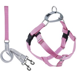 2 Hounds Design Freedom No Pull Dog Harness | Adjustable Gentle Comfortable Control for Easy Dog Walking |for Small Medium and Large Dogs | Made in USA | Leash Included | 5/8" SM Rose