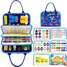 NIERBO Juguetes Montessori Tablero Ocupado, Juguetes sensorial educativos para niños, Libro de Habilidades de Fieltro Indestructible para Niñas y Niños