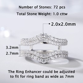 Newshe Jewellery Curved Bridal Ring Enhancer Guard for Women AAAAA Cz Engagement Rings 925 Sterling Silver White Gold Size 9