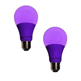 SLEEKLIGHTING Purple Light Bulb A19 LED, 120 Volt - 3-Watt Outdoor Light Bulbs- Medium Base - UL-Listed Purple LED Light Bulb- Lasts More Than 20,000 Hours 2pack