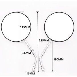 [シダーエイト] バイクミラー 丸型 シルバー メッキ 10mm 正ネジ 旧車 汎用 ヴィンテージ カスタム クラシックミラー 左右セット (10㎜)