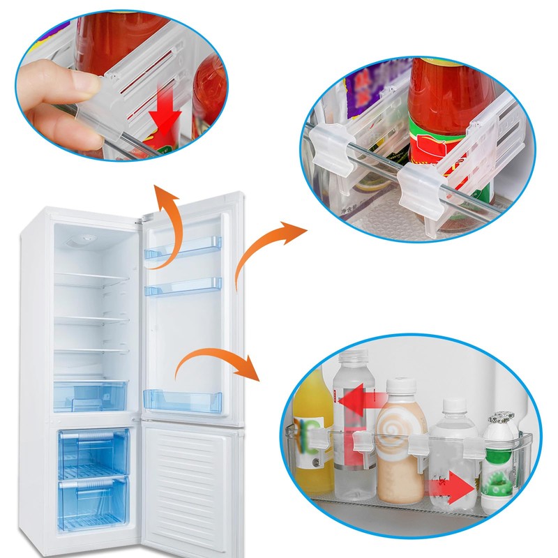 Wumuzai 8 Pack Adjustable Refrigerator Door Organizer, Snap-on Fridge Dividers