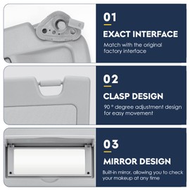 Driver & Passenger Sun Visor for Honda Civic 2006 2007 2008 2009 2010 2011 EX LX Sedan SI Coupe, Replace for 83280-SNA-A01ZA, 83230-SNA-A01ZC, Without Light