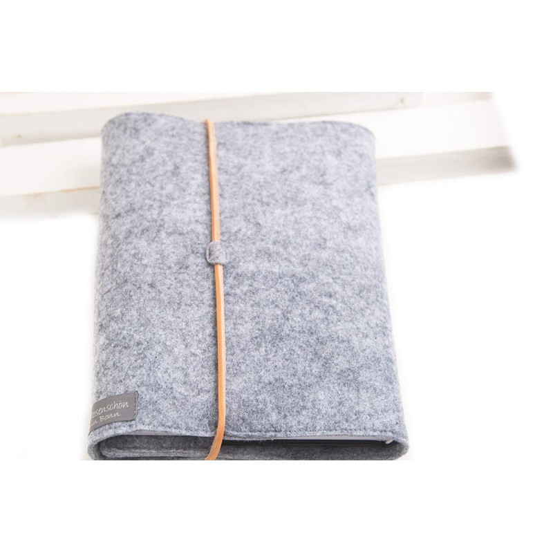 Calendar, A5 notebook, grey, felt leather book cover, retro vintage