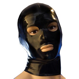 Kangxinsheng Black Latex Hood Masks,Full Face Latex Mask for Men Women Catsuit,Novelty Rubber Masks Cosplay Club Wear Party Costumes S