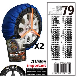atliprime 2pcs Anti-Skid Safety Ice Mud Tires Snow Chains Snow Chains Fabric Tire Chains car Snow Sock on Ice and Snowy Road (AT-SB79)