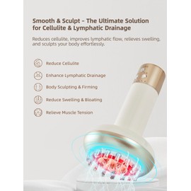 Yuonry Lymphatic Drainage Massager & Anti Cellulite Massage Tool, Reduce Stretch Marks & Cellulite, for Legs, Arms & Belly, Body Sculpting Machine with Microcurrent, Light, Heat & Vibration,White