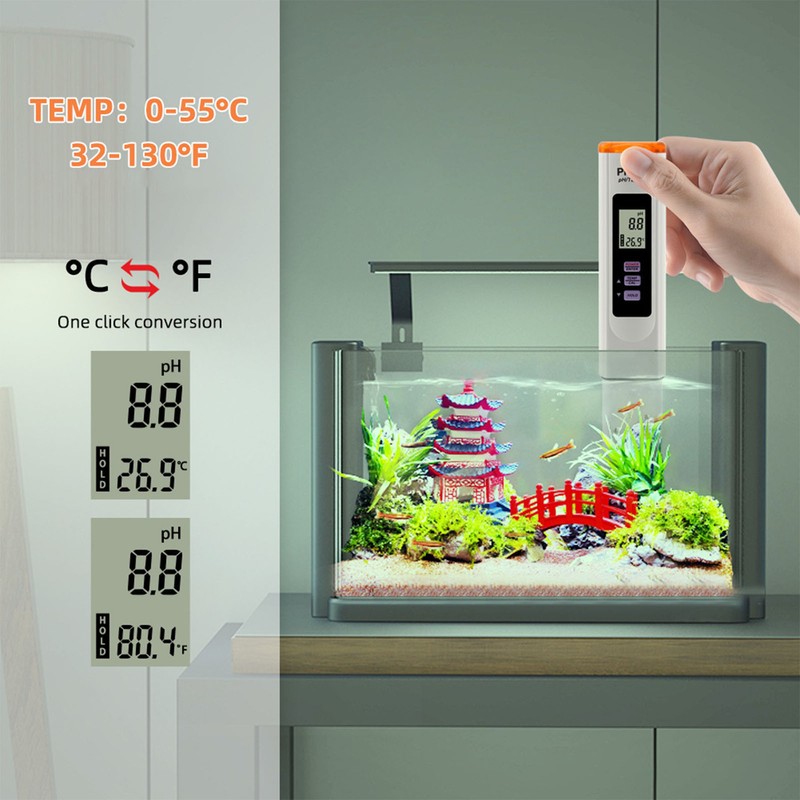 Water Quality Tester 2 in 1 PH Temperature Meter Auto