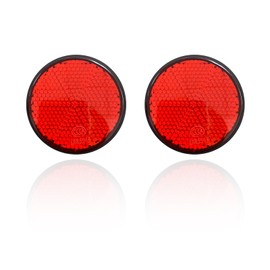 Dickno 2 PCS M6 x 1.0 Motorcycle Reflectors, Plastic Screw Mount Reflective Warning Reflector, Universal Motorbike Rear Safety Reflectors for Motorcycle, Bicycle, Scooter (Round Red)