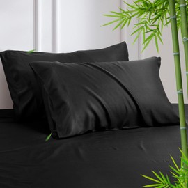 David's Home Summer Cooling Pillowcases, Queen Size Pillow Cases 2 Pack, Silky Soft Breathable Pillow Shams Cover for Hot Sleeper, Envelope Closure, 20"x30", Black