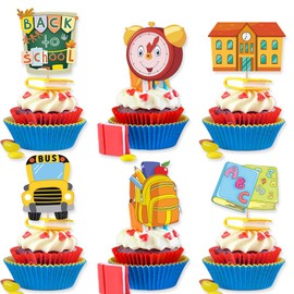 Welcome Back Banner Cupcake Topper School Decorations - First Day of School Banner Welcome Back Sign for School Classroom Bulletin Board Chalkboard Hanging Decoration Welcome Party Decorations