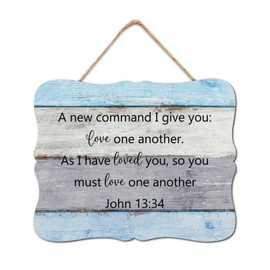 BRUYU5SE A New Command I Give You Love One Another As I Have Loved You So You Must Love One Another Wood Sign Wood Hanging Plaque Family Prayer Woodshop Garage Wall Decor For Bedroom 8x10in