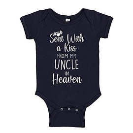 Sent with A Kiss from My Uncle in Heaven Baby Bodysuit NB Navy Blue