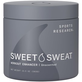 Sports Research Sweet Sweat Unscented 'Workout Enhancer' Gel - Maximize Your Exercise & Sweat Faster - 13.5oz Jar (Unscented)