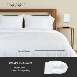 BedVoyage King Size Duvet Cover, Lightweight Soft and Breathable, Button Closure & Inside Corner Ties, 108x94, Viscose Derived from Bamboo & Cotton Blend, All Season Comforter Cover, King - Snow