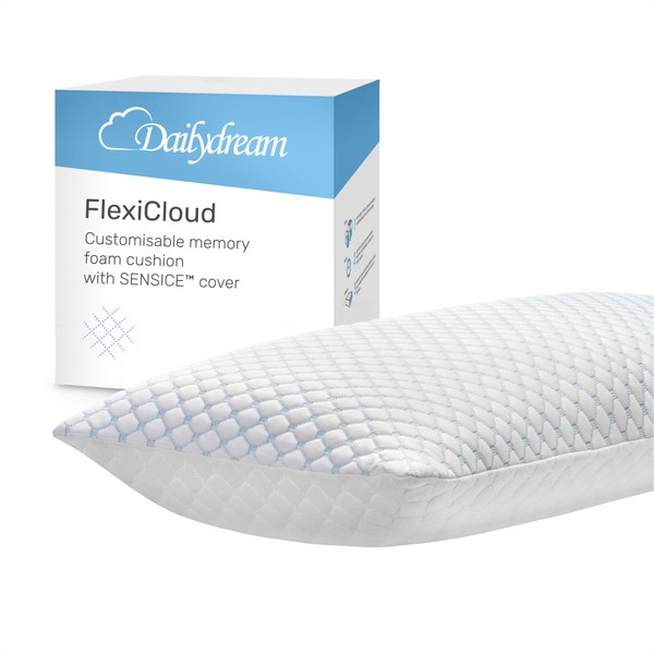 Dailydream FlexiCloud Neck Support Pillow with SENSICE™,Memory Foam, Adjustable Filling,