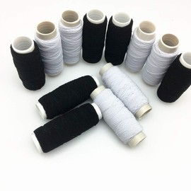 FQTANJU Round Shirring Elastic Craft Cord（6 Black+6 White）