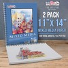 U.S. Art Supply 11"x14" Mixed Media Sketchbook, 2 Pack (60