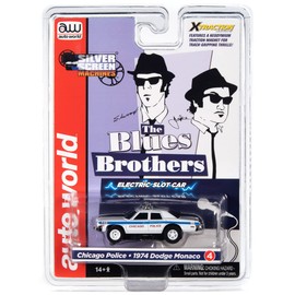Auto World SC372-4 The Blue Brothers Chicago Police 1974 Monaco HO Scale Electric Slot Car