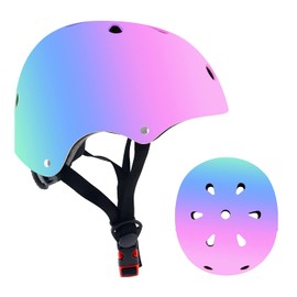 JeeFree Color Gradient Adjustable Helmet for Adult Toddler Kids Youth Boys Girls.Skateboard Bike Helmet for Multi-Sports Bicycle Scooter Inline Roller Skate Rollerblading Cycling,3 Sizes