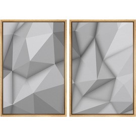 Ashbrook Framed Canvas Print Wall Art Set Geometric Diamond Triangle Pattern Abstract Shapes Illustrations Modern Art Minimal Decorative Chic for Living Room, Bedroom, Office - 16"x24"x2 NATURAL