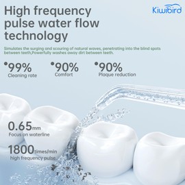 KIWIBIRD Mini Water Flosser for Braces & Travel, UVC Light Oral Irrigator with IPX8 Waterproof, 4 Modes, 3 Jet Tips, 230mL Tank - Portable Dental Care for Home & On-The-Go (Green)