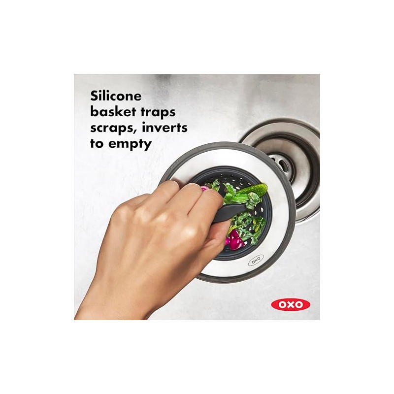 OXO 13259500 Coladera/Tapón Tarja Acero/Silicón, 18 cm