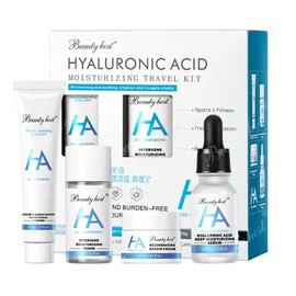 HochoLii 4-teiliges feuchtigkeitsspendendes Hautpflege-Set mit Hyaluronsäure - Gesichtsreiniger, erfrischendes Gesichtswasser, pflegendes Serum und Feuchtigkeitscreme