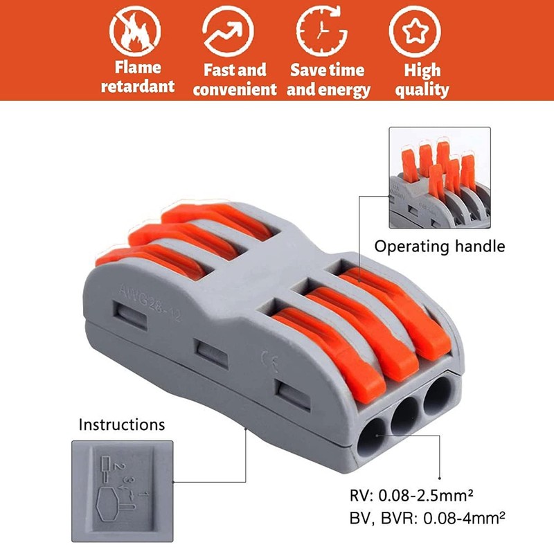 Koverflame Quick Lever Wire Connectors: Compact Electrical Splicing Kit, 0.4-2.5