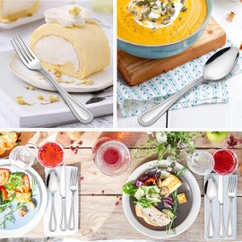 LIANYU 40-Piece Silverware Set, Stainless Steel Flatware Set for 8, Modern Eating Utensils with Pearled Edge, Cutlery Tableware for Home Kitchen Restaurant Party, Mirror Finished, Dishwasher Safe