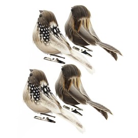 NUOBESTY 4Pcs Artificial Feathered Birds with Clips for Home Garden Party Decorations, Assorted Colors, Lifelike Foam Bird Ornaments for Woodland Christmas, Weddings, Birthdays