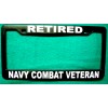 ABCCO License Plate Frame, Polished ABS-RETIRED/NAVY COMBAT VETERAN-#8632W