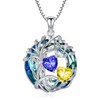 Sapphire and Citrine Necklace s925 Sterling Silver Tree of Life