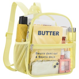 Slumou Clear Backpack Stadium Approved 12×12×6 Clear Mini Backpack Small Transparent Backpack for Concert, Beach, Work, Travel & Sporting（Yellow）