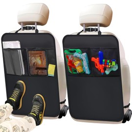 AUSELECT Back Car Seat Organiser For Kids - 2 Pack Car Storage Organizer Backseat Protectors X-Large 60x45cm, 2 Pocket Seat Back Kick Mats Cover For Vehicles To Protect From Dirt, Mud & Scratches