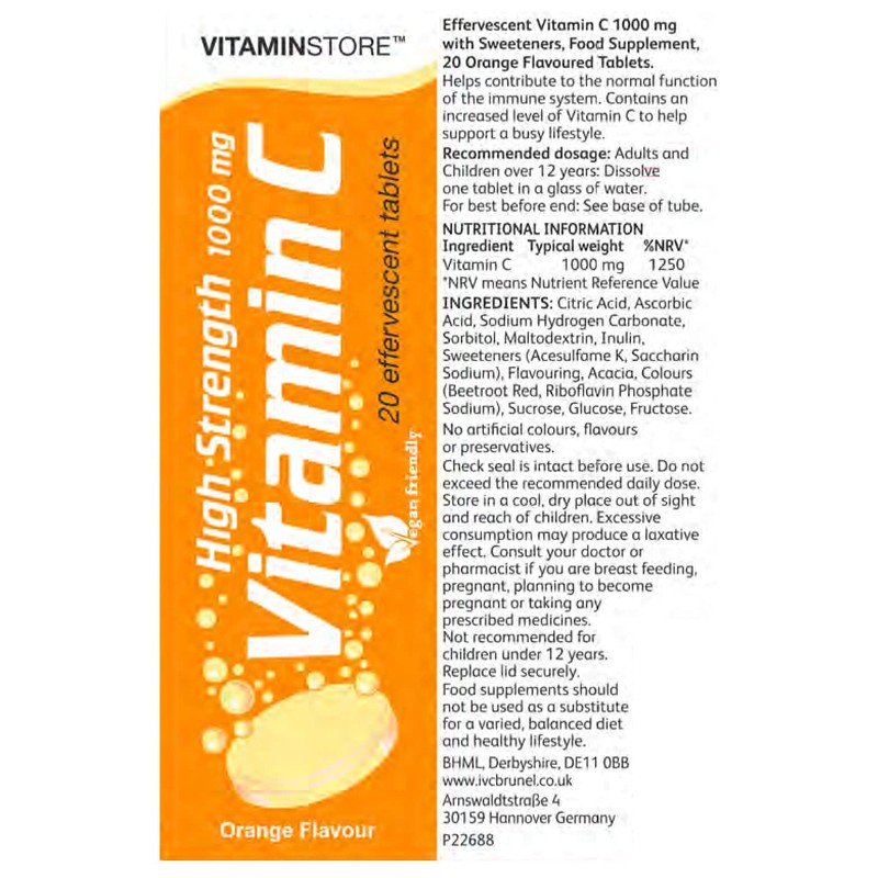 120 Vitamin C Orange 1000mg Effervescent Tablets *6 Packs of