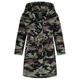 Childlike Me Boys Fleece Bathrobe Hooded Toddler Soft Fuzzy Robe for Kids 2-16 Years Camouflage 7-8 Years