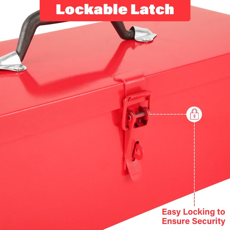 JMIATRY Red Tool Box 15 Inch Small Metal Tools Box