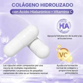 Colageno Hidrolizado Y Acido Hialuronico 120 Cápsulas Sin Sabor